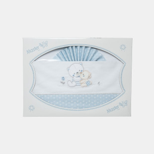 3-pack blue stars bedding set (pillowcase, sheet, fitted sheet 100x160)