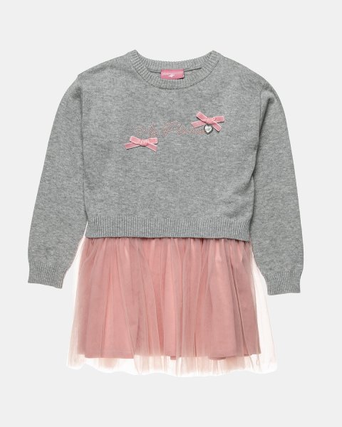 Dress knitted knitted with a combination of tulle (12 months-5 years)