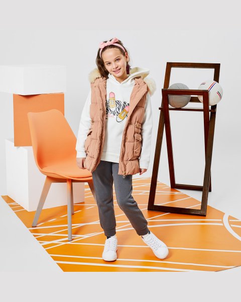 Tracksuit cotton fleece blend with glitter print details (6-16 years)