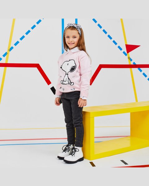 Sweater Snoopy with embroidery and double sequins (12 months-8 years)