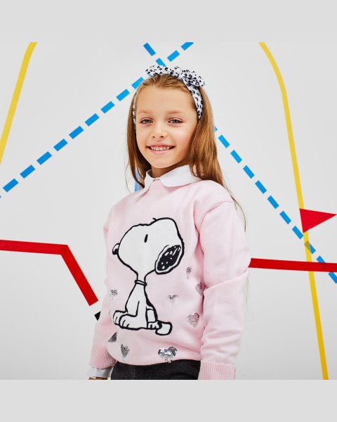 Sweater Snoopy with embroidery and double sequins (12 months-8 years)