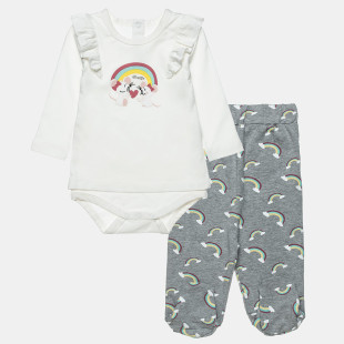 Set Tender Comforts babygrow and pants (3-12 months)