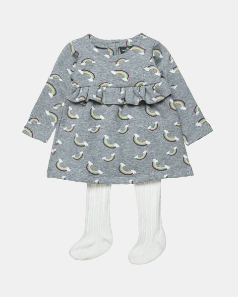 Dress cotton fleece blend with tights Tender Comforts (3-18 months)