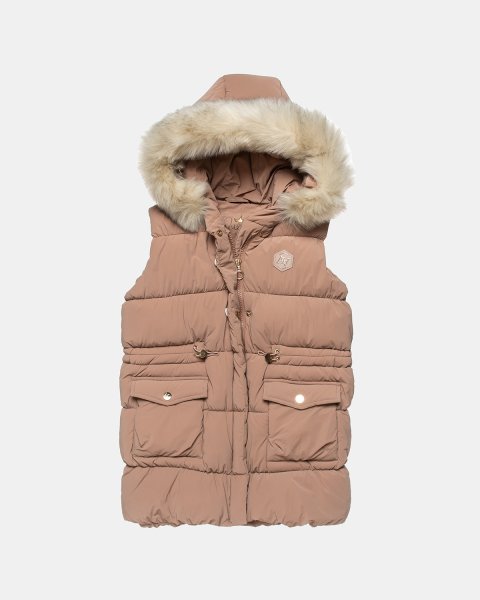 Vest jacket with faux fur on the hood (6-16 years)