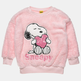 Long sleeve top Snoopy with eco fur and embroidery (18 months-8 years)