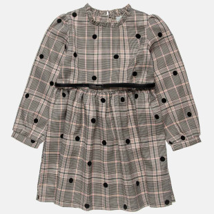 Dress checkered with dots and belt (6-14 years)