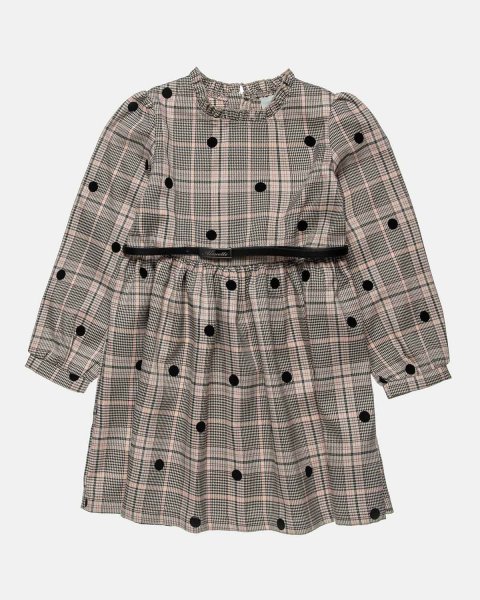Dress checkered with dots and belt (6-14 years)