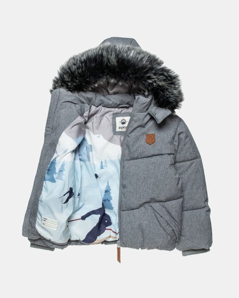 Puffer jacket with eco fur detail (18 months-5 years)