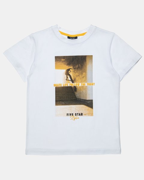 T-Shirt Five Star with print and embossed details (6-16 years)