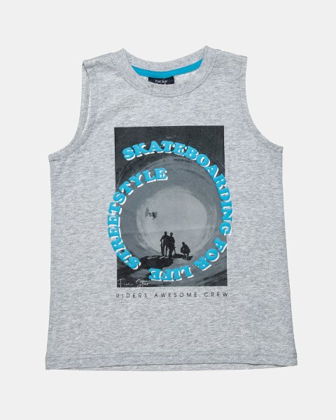 Sleeveless top with print and embossed details (6-16 years)