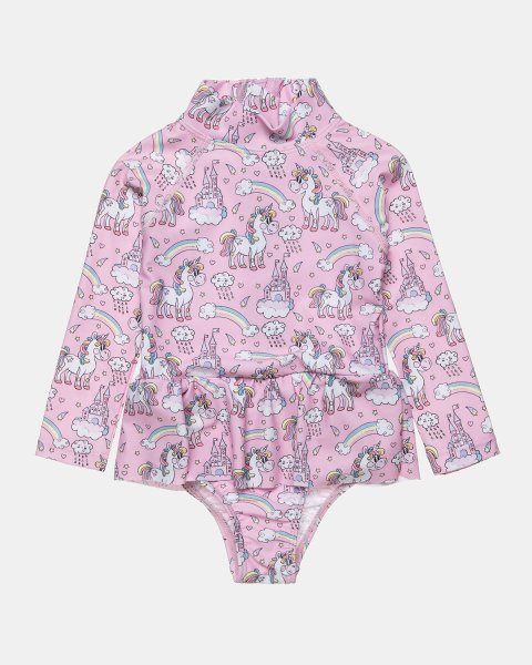 Swimsuit True Blue with ruffles and long sleeve (6 months-5 years)