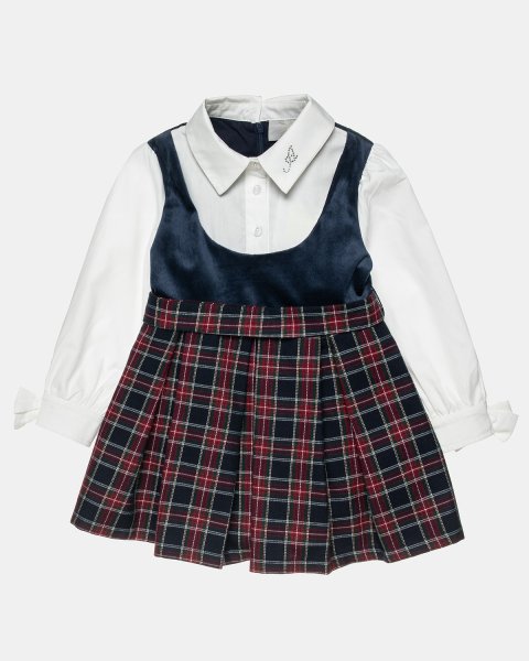 Dress checkered with velour detail (12 months-5 years)