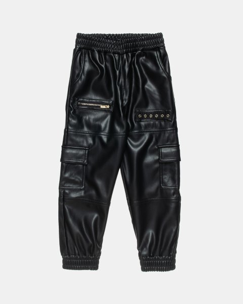 Pants from eco leather with pockets (6-16 years)