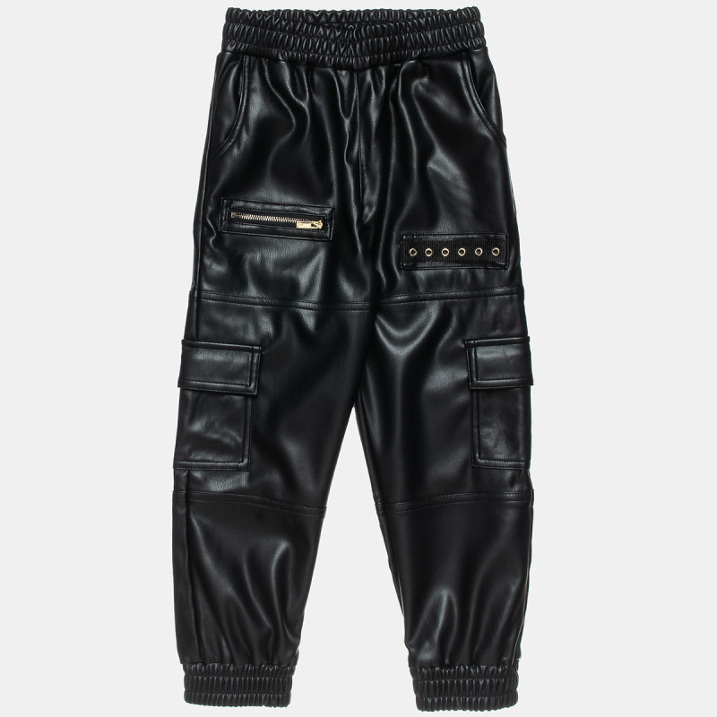 Pants from eco leather with pockets (6-16 years)