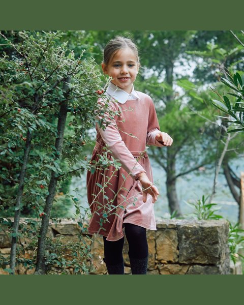 Velvet dress with glitter effect (6-14 years)