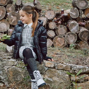 Puffer jacket with rib sleeves (6-16 years)