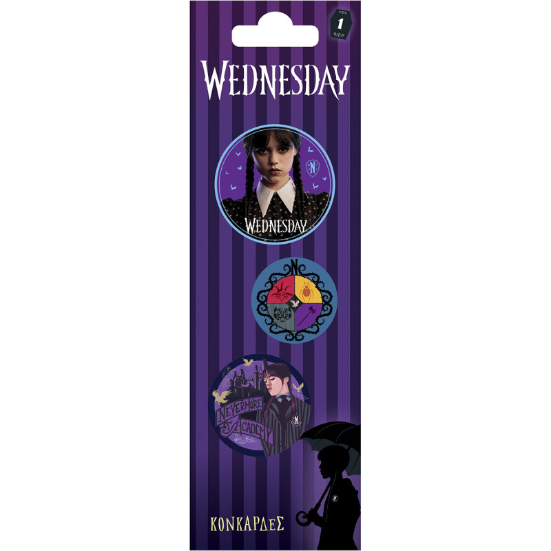 Pins set of 3 Wednesday 1