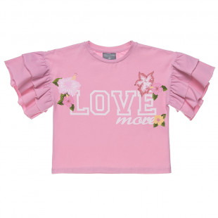 Μπλούζα με βολάν και λουλούδια (6-14 ετών)