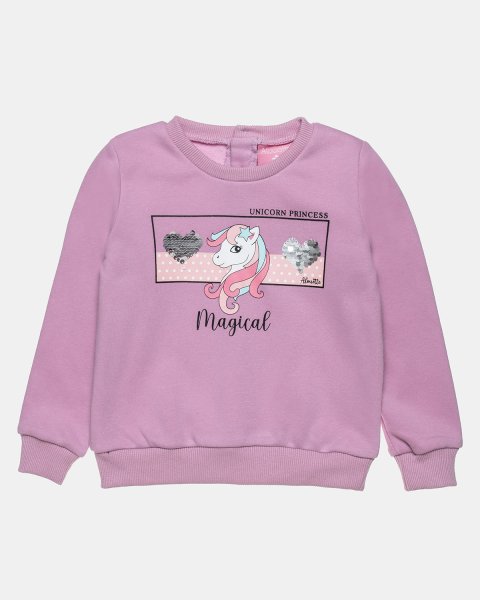 Long sleeve top cotton fleece blend with double sequins (12 months-5 years)
