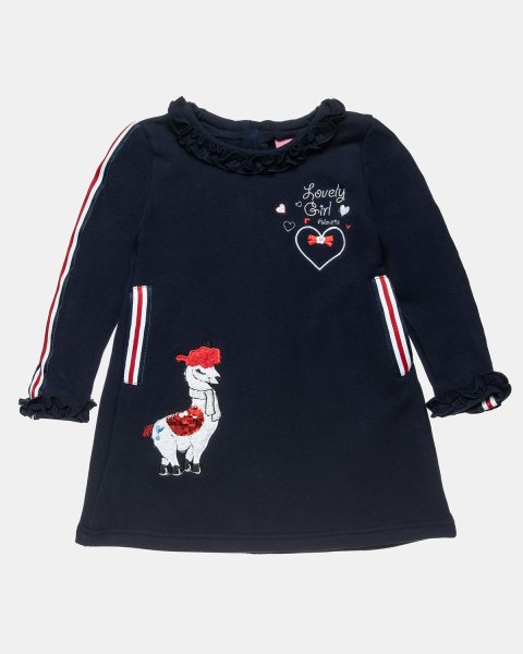 Dress cotton fleece blend with embroidery and sequins (12 months-5 years)