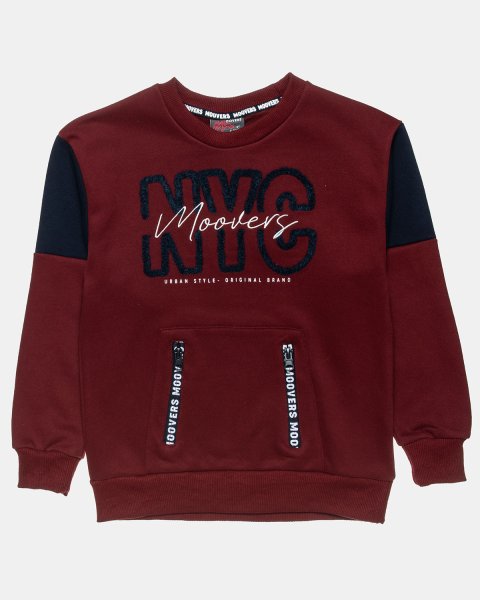 Long sleeve top cotton fleece blend Moovers with knitted patch (6-16 years)