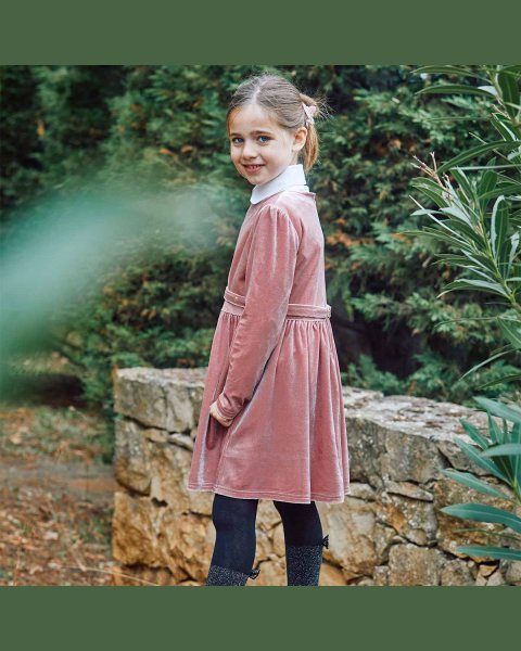 Velvet dress with glitter effect (6-14 years)