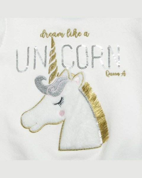 Long sleeve top cotton fleece blend with eco fur sleeves (12 months-3 years)