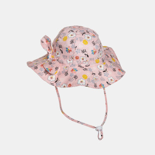 Bucket hat with bow and flower pattern (2-4 years)