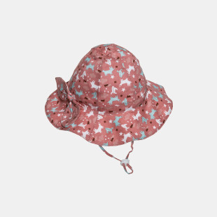 Bucket hat with bow and puppy dog pattern (2-4 years)