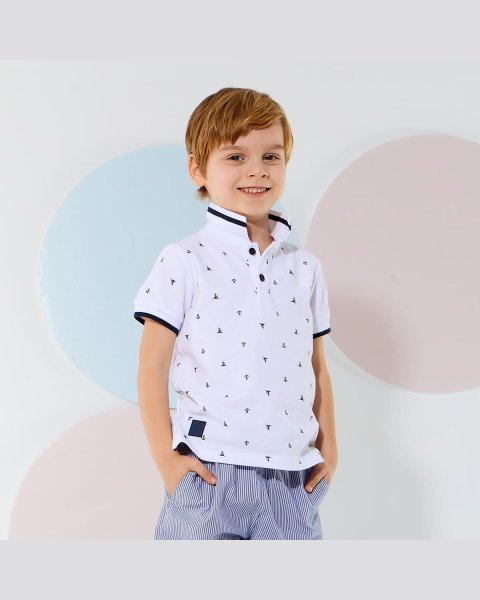 T-Shirt polo pique with pattern (12 months-5 years)