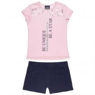 Set Five Star blouse with foil print and sorts (6-16 years)