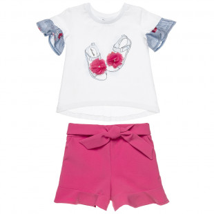 Set blouse with flowers and sorts with boe (18 months-5 years)