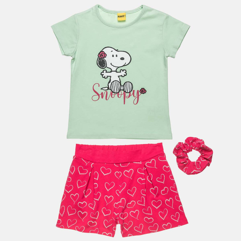 Σετ Snoopy με τύπωμα και ασορτί scrunchie (12 μηνών-5 ετών)