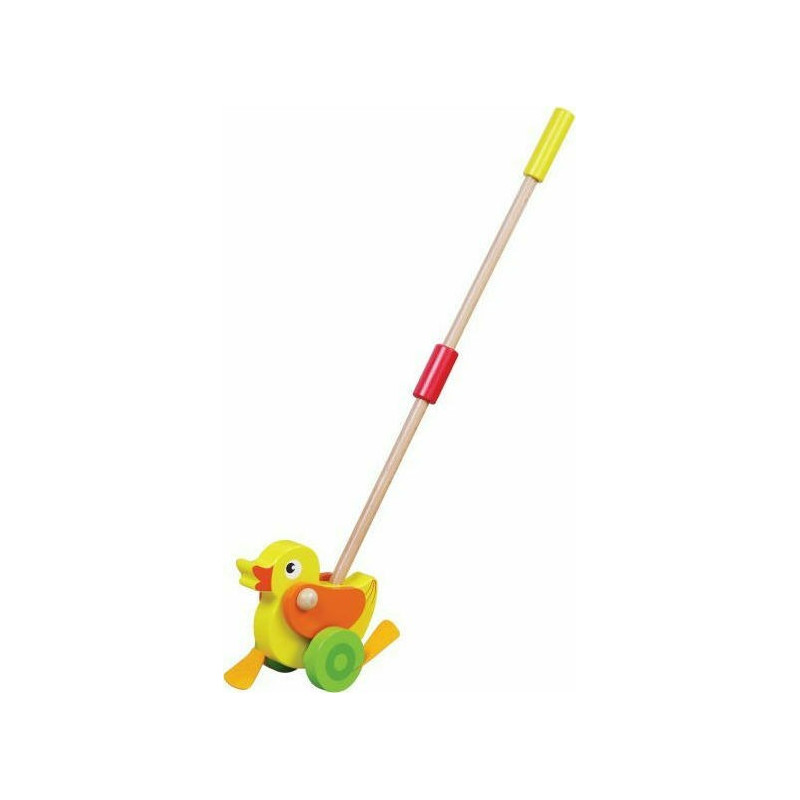 Jumini Wooden Duck with Push Along Handle (12+ months)