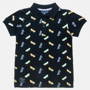 T-Shirt polo with skateboards pattern (12 months-5 years)