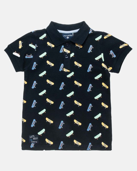 T-Shirt polo with skateboards pattern (12 months-5 years)