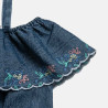 Denim playsuit with embroidery (6-14 years)