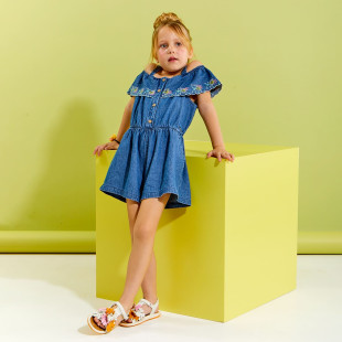 Denim playsuit with embroidery (18 months-5 years)