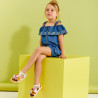 Denim playsuit with embroidery (6-14 years)
