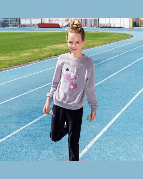 Tracksuit velour with flippy sequin and embroidery (6-14 years)