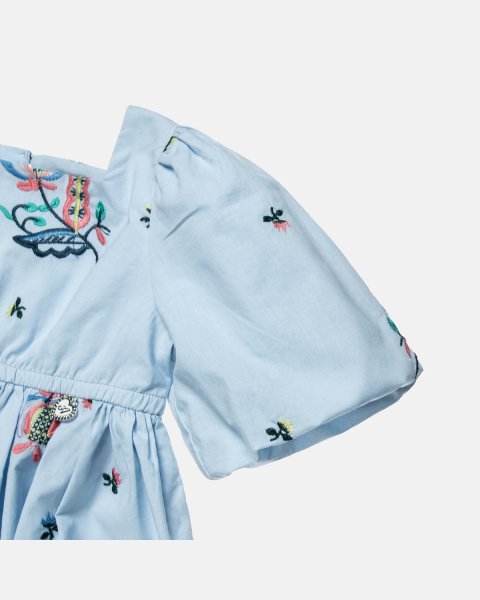 Dress with embroidery and balloon sleeve (12 months-5 years)