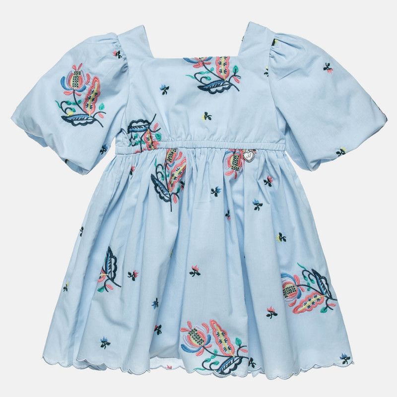 Dress with embroidery and balloon sleeve (12 months-5 years)