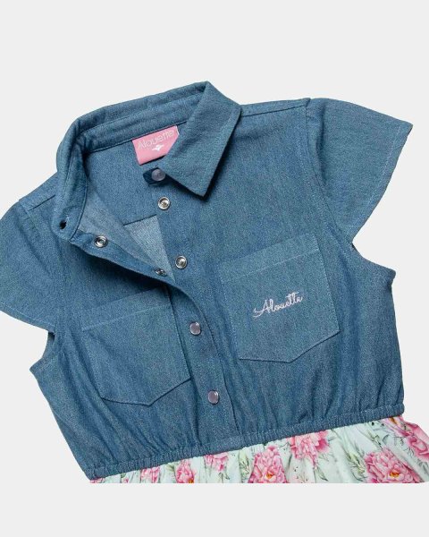 Dress with a combination of fabrics (12 months-5 years)