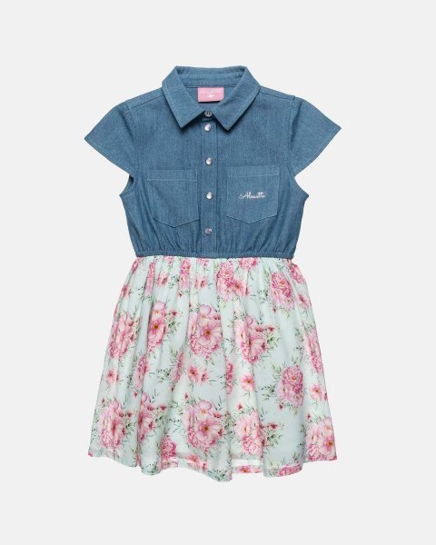 Dress with a combination of fabrics (12 months-5 years)