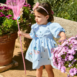 Φόρεμα με κεντήματα και balloon μανίκι (12 μηνών-5 ετών)