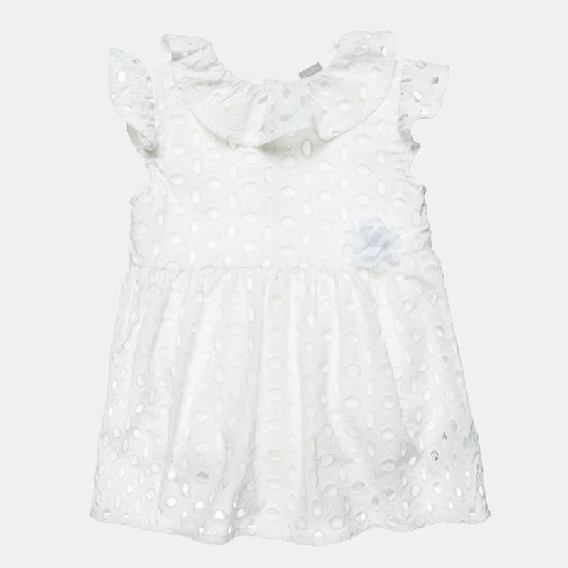Φόρεμα με διάτρητα κεντήματα και βολάν (6 μηνών-2 ετών)