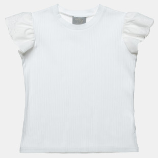 Μπλούζα με ριμπ υφή και κεντήματα στο μανίκι (6-16 ετών)