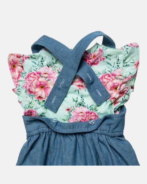 Denim dungaree with floral top (3-18 months)