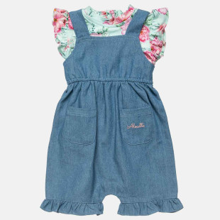 Denim dungaree with floral top (3-18 months)