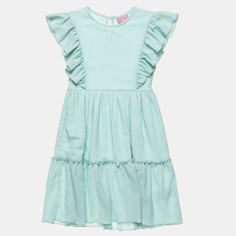 Dress with waffle texture and ruffles (6-12 years)